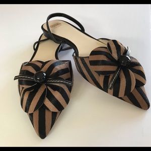 Beautiful, never worn Frances Valentine striped calf hair sling backs. Stunning!